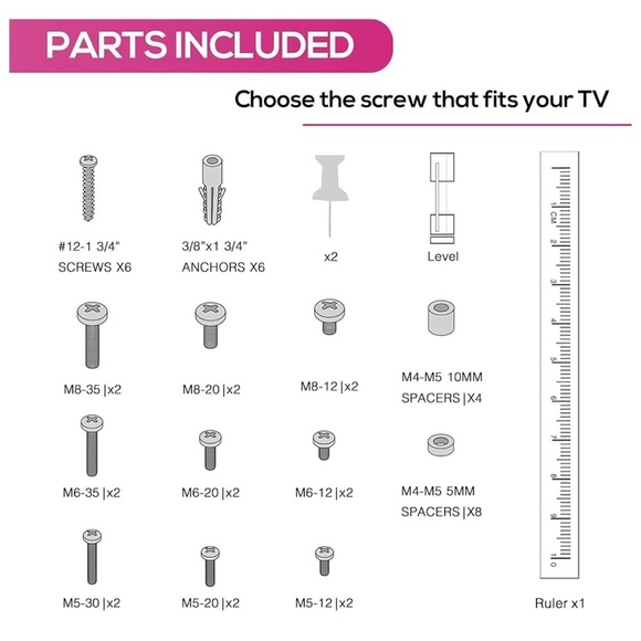 NIB No Stud TV Wall Mount, Ultra Slim Fit TV Wall Mount - Picture 6 of 6